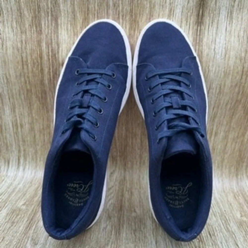 J. Crew Canvas Sneakers Men's Size 12 Navy Blue Canvas Lace Up Sneakers Shoes - Picture 6 of 10